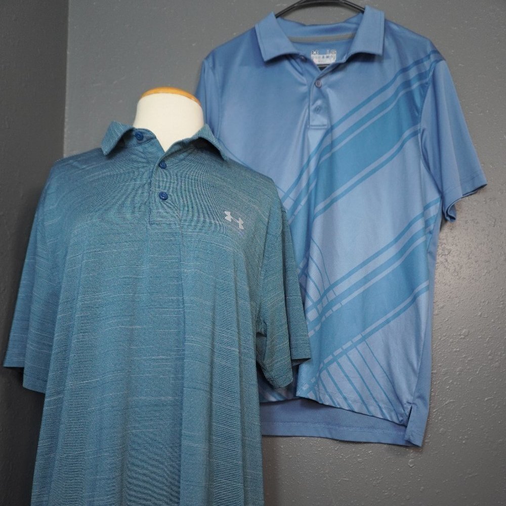 Under Armour Mens Bundle (2) Collard Regular Fit Short Sleeve Shirts Size Large - Picture 1 of 10
